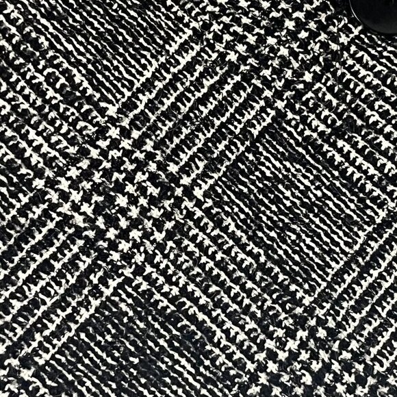 Talbots Wool Blend Black White Silver Wide Collar Large Button Front Blazer 8 - Picture 3 of 9